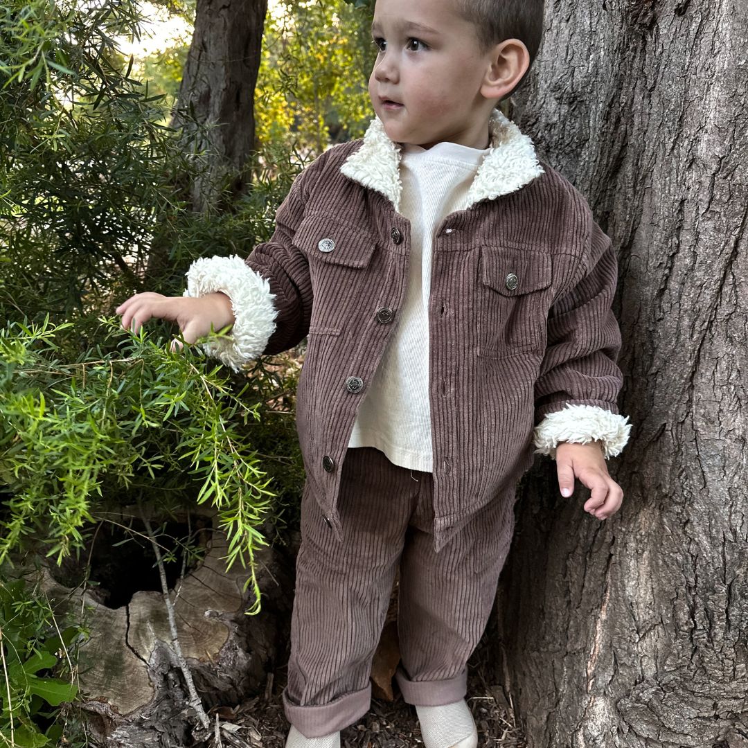 Kids Organic Cotton Corduroy & Sherpa Jacket