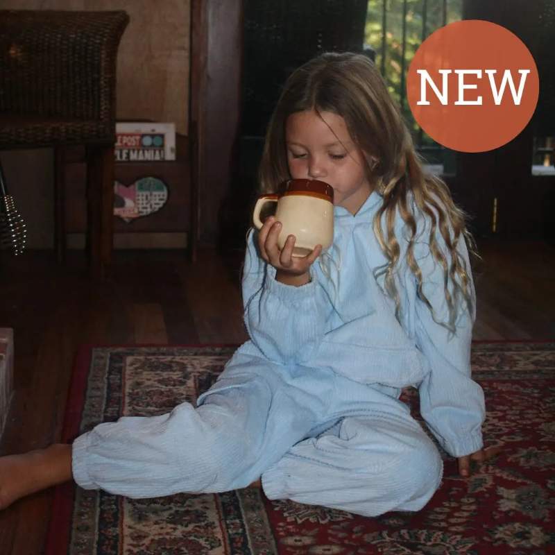 kids tracksuit corduroy ocean blue - optimized
